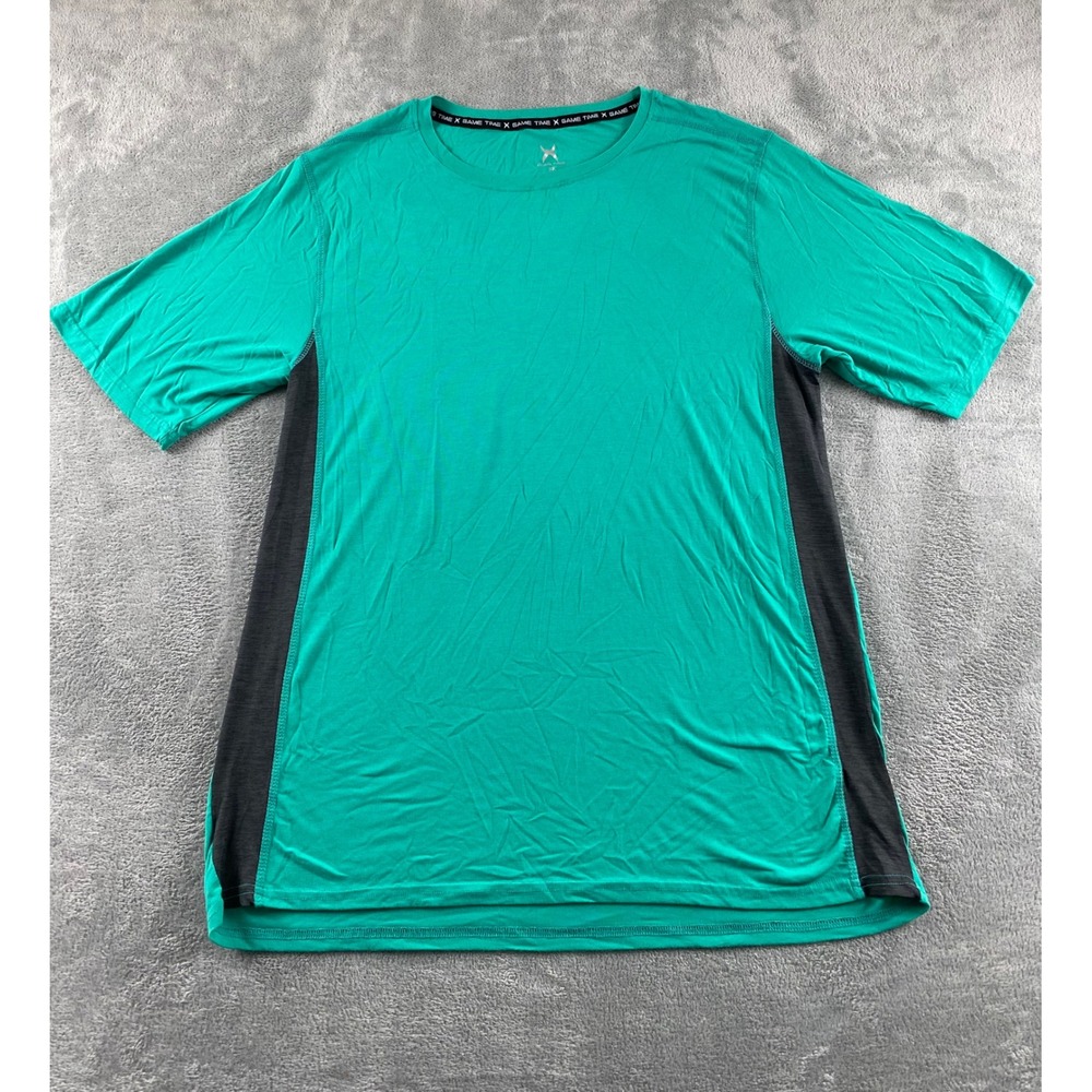 Game Time Mens 3X Performance T-Shirt Teal Charcoal Grey Athletic Crew Neck Tee